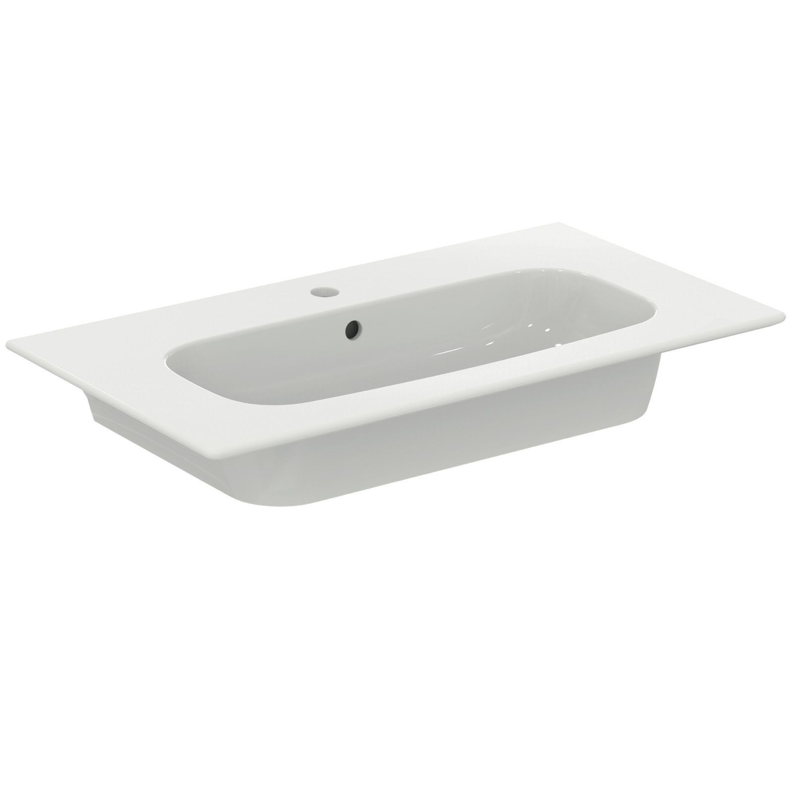 Ideal-Standard Möbelwaschtisch-Paket i.life A 84x46x64,5cm, 1 Hahnloch, Griff schwarz matt, Eiche natur