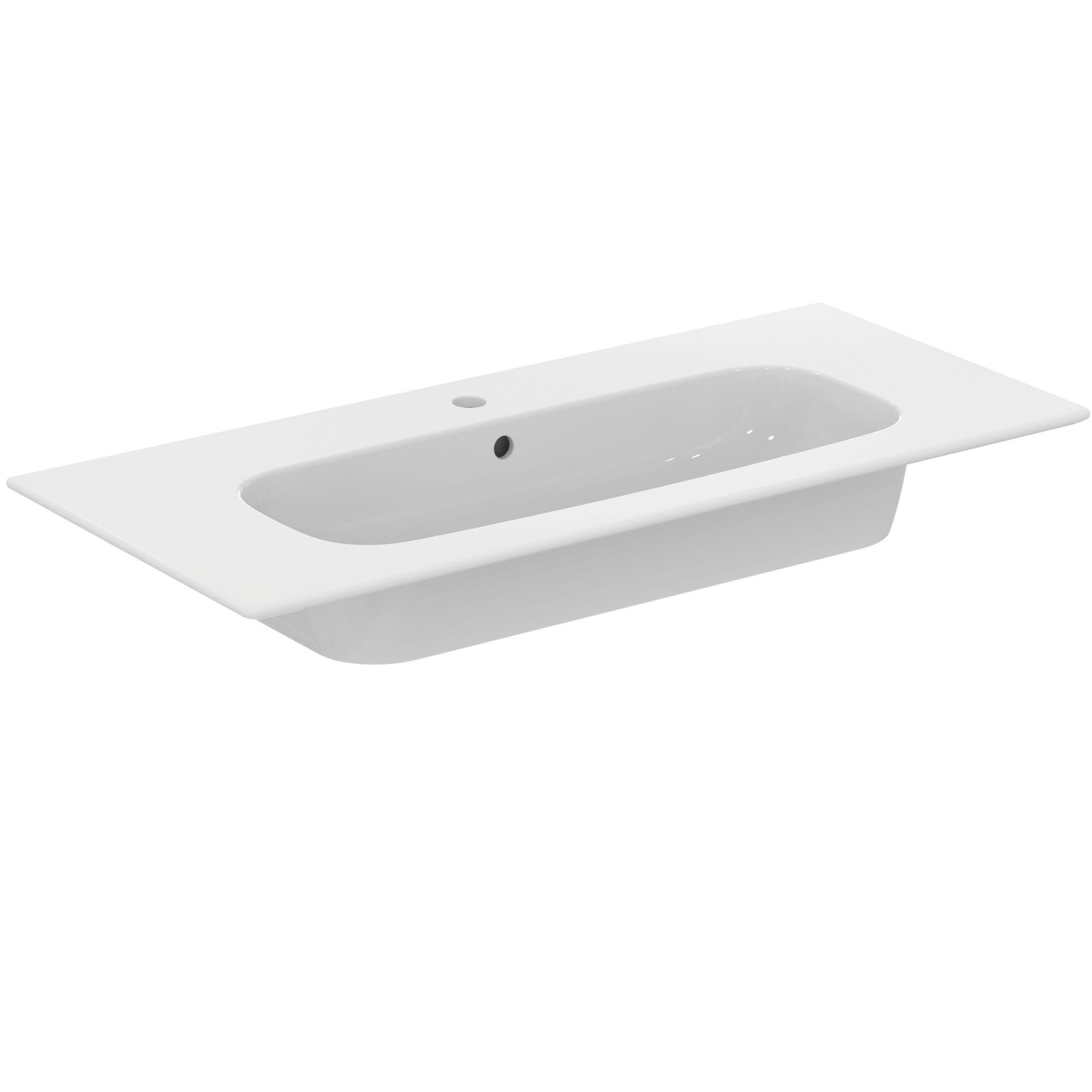 Ideal-Standard Möbelwaschtisch-Paket i.life A 104x46x64,5cm, 1 Hahnloch, Griff schwarz matt, greige matt