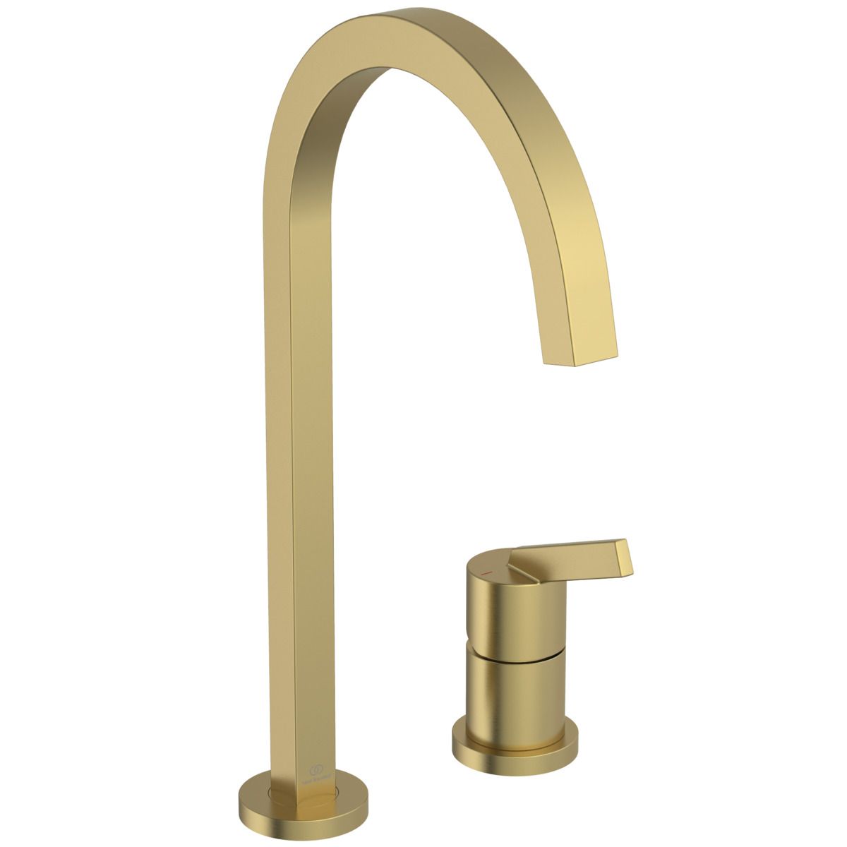 Ideal-Standard Küchen-2-Loch-Armatur Gusto quadratischer, hoher Auslauf, Ausladung 204mm, brushed gold