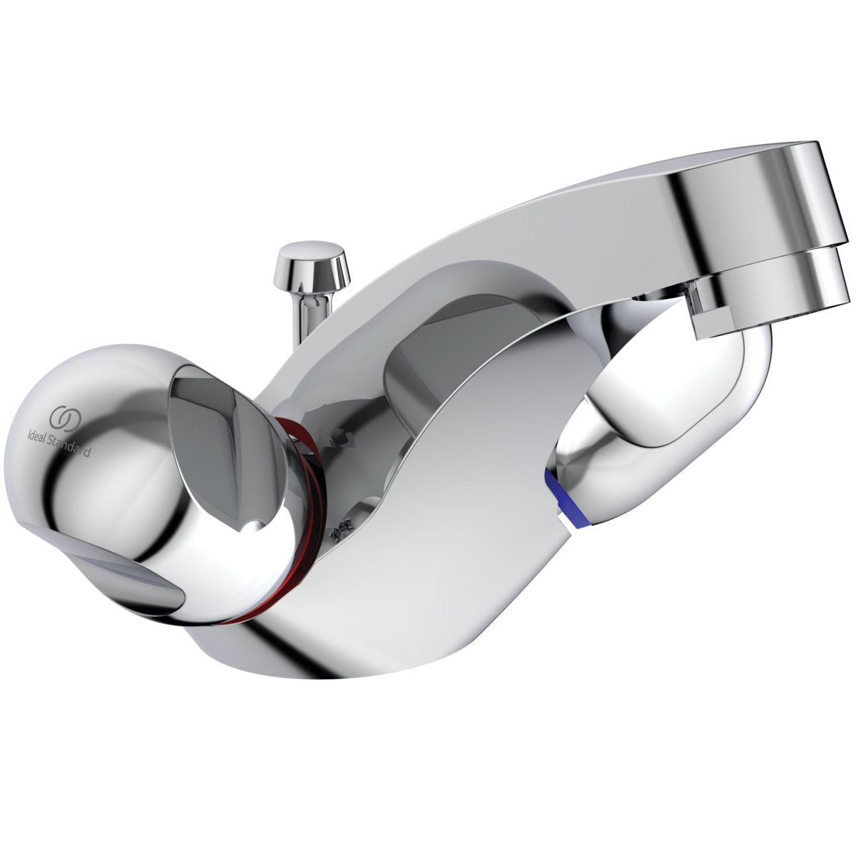 Ideal-Standard Waschtisch-Zweigriff-Armatur Alpha mit Ablaufgarnitur, Ausladung 120mm, verchromt