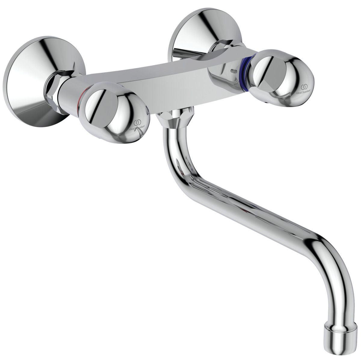 Ideal-Standard Spültisch-Zweigriff-Wandarmatur Alpha Ausladung 264-270mm, schwenkbarer Rohrauslauf, chrom