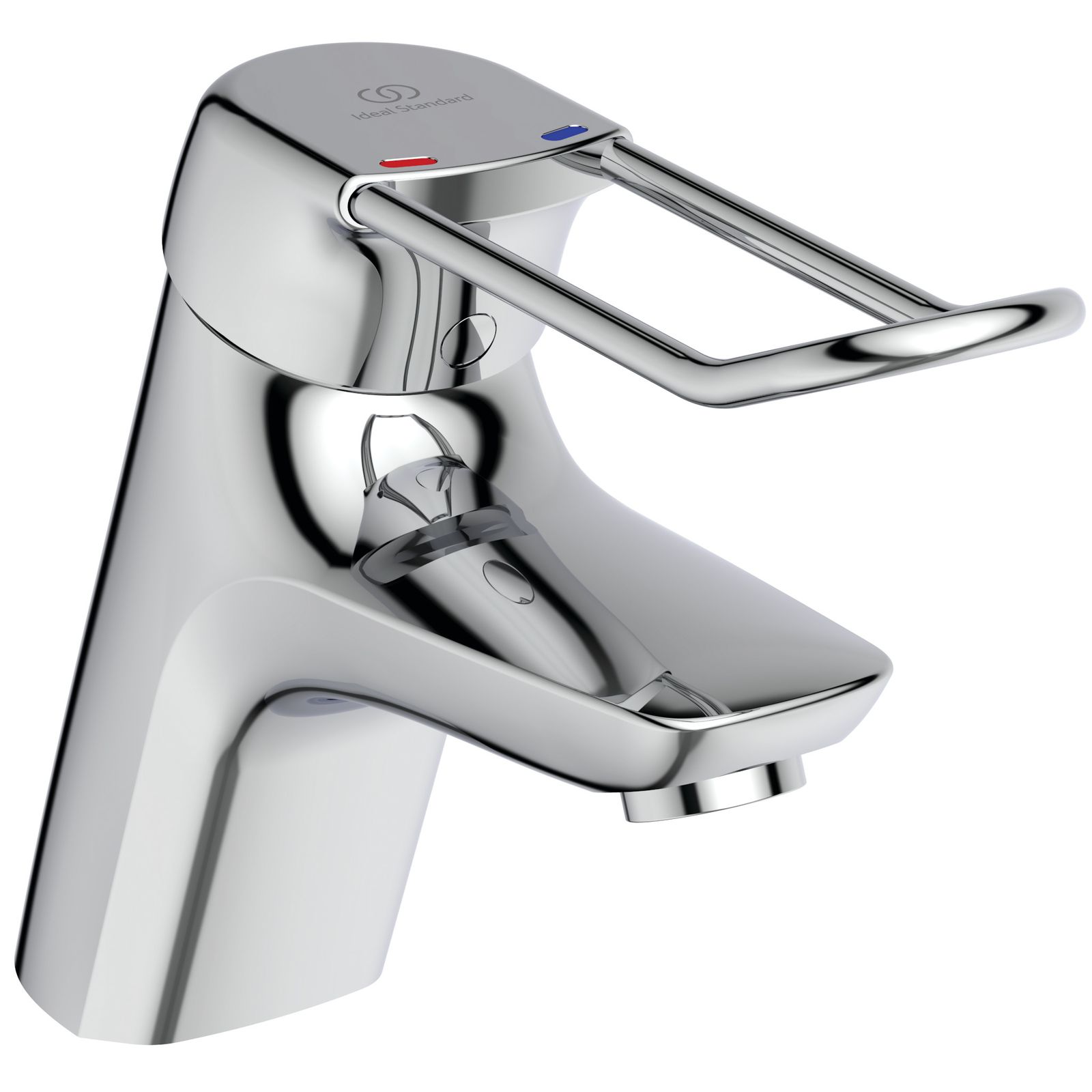 Ideal-Standard Waschtisch-Einhebelmischer CeraMix Blue Bügelhebel, Cu-Rohr, ohne Ablaufgarnitur, chrom