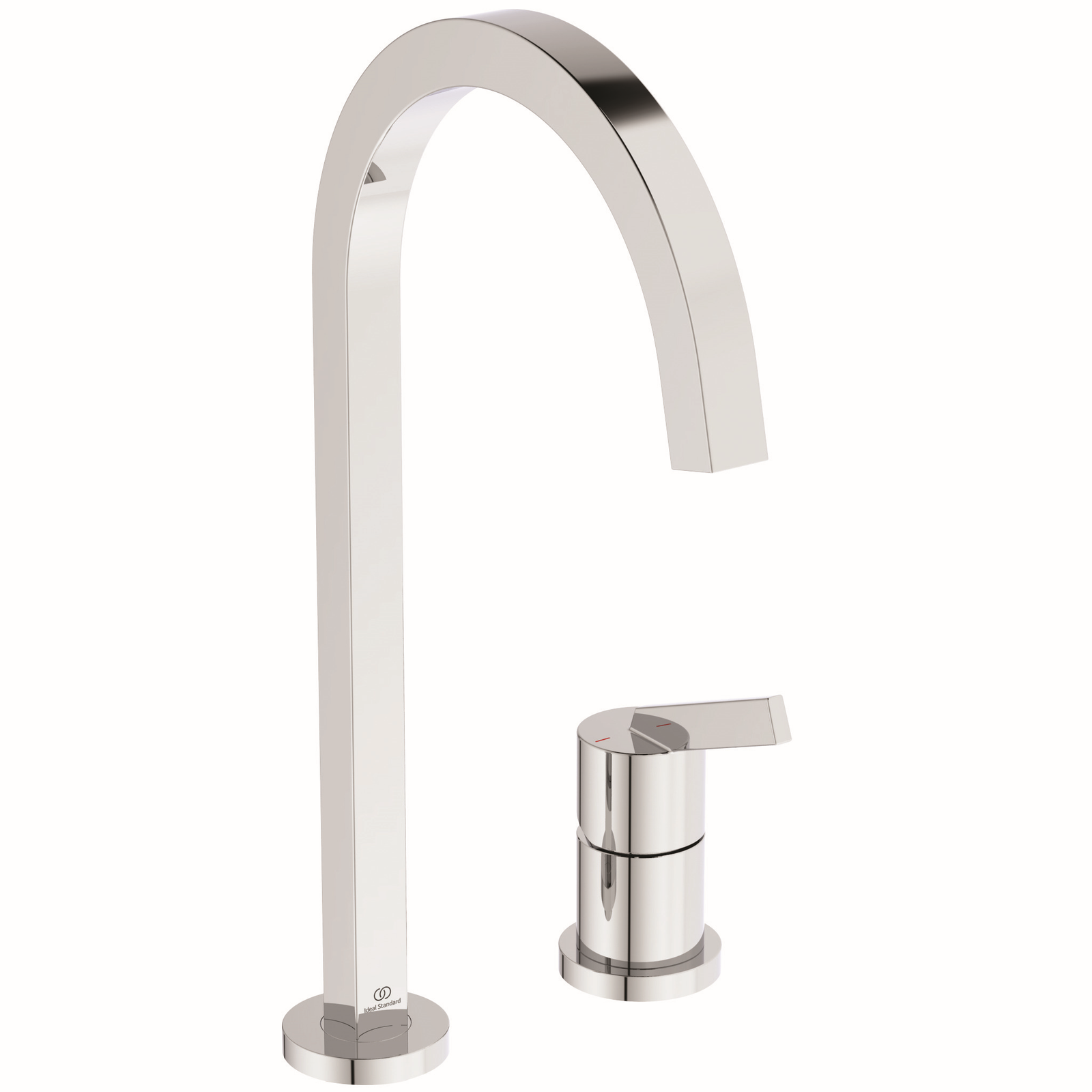 Ideal-Standard Küchen-2-Loch-Armatur Gusto quadratischer, hoher Auslauf, Ausladung 204mm, chrom