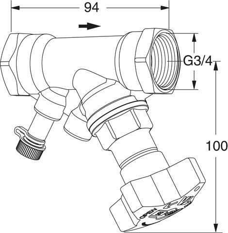 TA Absperrventil STS DN 20, kvs 6,8, Innengewinde, ohne Entleeradapter