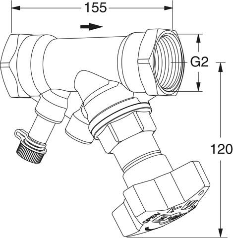 TA Absperrventil STS DN 50, kvs 42,4, Innengewinde, ohne Entleeradapter