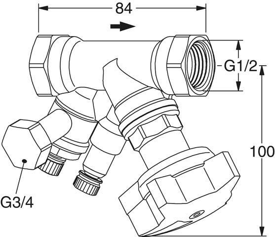 TA Einregulierungsventil STAD R DN 15, PN 25, Innengewinde, mit Entleeradapter