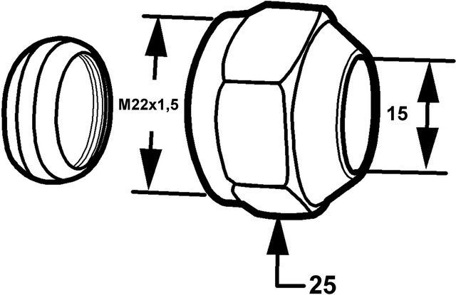 Heimeier Anschlusskupplung TA 372 M 22 x 1,5, Ø 15, mit Konus