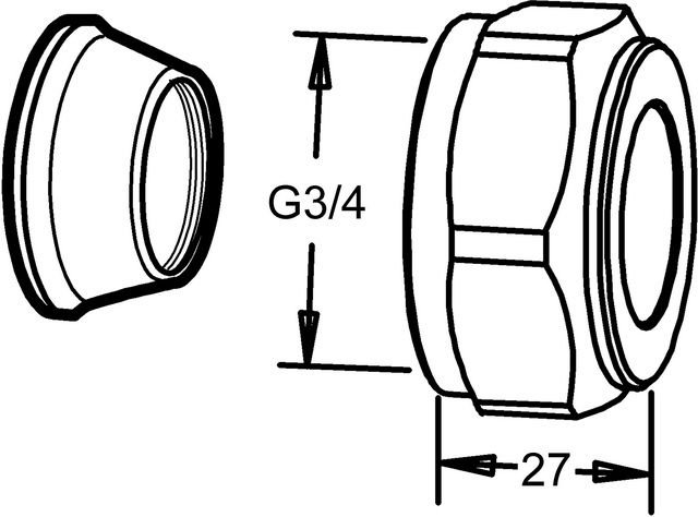 TA Kompressionsverschraubung DN 15, Ø 15 mm, max. 100 GradC