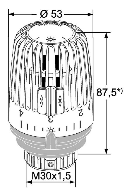 Heimeier Thermostat-Kopf K mit Diebstahlsicherung durch 2 Schrauben, weiß