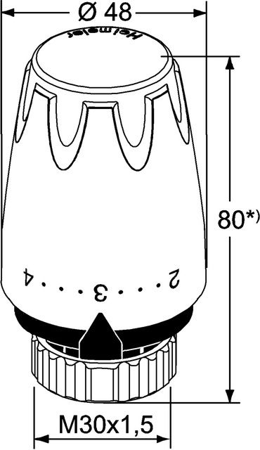 Heimeier Thermostat-Kopf DX mit eingebautem Fühler, weiß RAL 9016