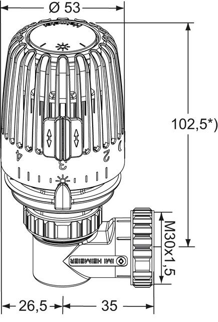 Heimeier Thermostat-Kopf Set WK M 30x1,5, Winkelform, für Ventilheizkörper, weiß