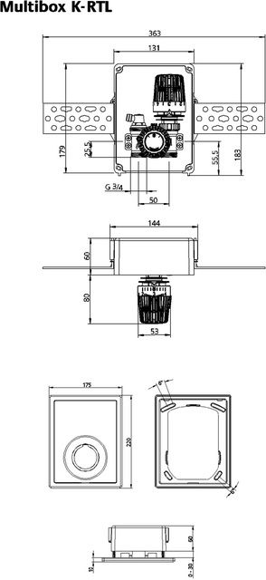 Heimeier Einzelraumregelung Eclipse K-RTL UP, mit Thermostatventil und Rücklauftemperaturbegrenzer, Abdeckung und Thermostat-Kopf weiß