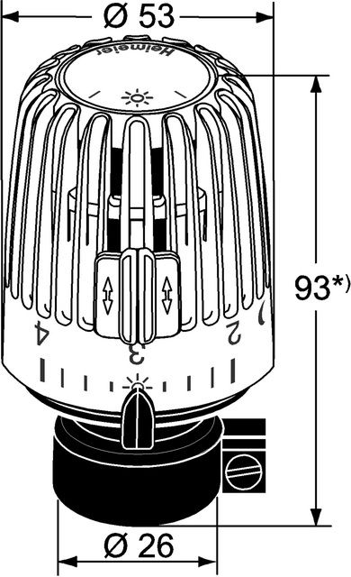Heimeier Thermostat-Kopf K mit Direktanschluss, für Danfoss RAVL, weiß