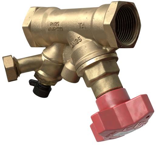 TA Absperrventil STS DN 25, kvs 9,8, Innengewinde, mit Entleeradapter