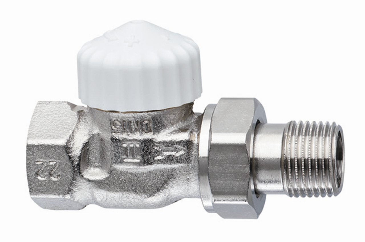 Heimeier Thermostat-Ventilunterteil V-exact II DN 20, Rp 3/4 x R 3/4, Durchgang, verkürzt, Messing