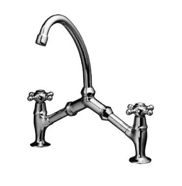 KAJA Waschtisch-Brücken-Armatur ROMANZE HU-Rohrschwenkauslauf 130mm, weiß