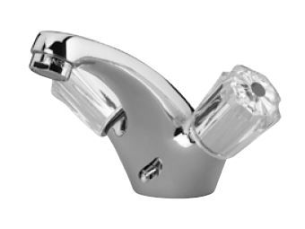 KAJA Waschtisch-Zwei-Griff-Armatur CLASSIC Kronengriff, chrom, Gussauslauf 115mm, Kettenhalter