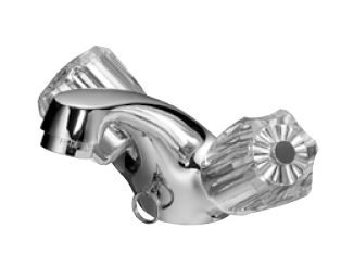 KAJA Waschtisch-Zwei-Griff-Armatur CLASSIC Kronengriff, chrom, Gussauslauf 90mm, Kettenhalter