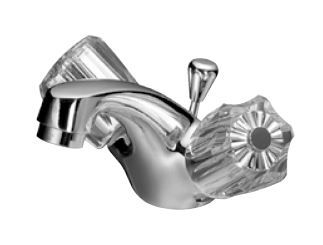 KAJA Waschtisch-Zwei-Griff-Armatur CLASSIC Sterngriff, chrom, Gussauslauf 90mm, mit Ablaufgarnitur