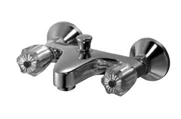 KAJA Wannen-Zwei-Griff-Armatur CLASSIC Kronengriff, chrom, Brauseabgang unten