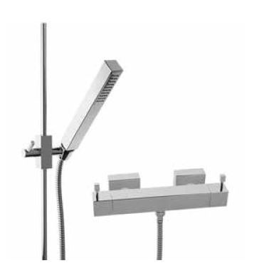 KAJA Brause-Zwei-Griff-Armatur AQUADRAT mit Brausestangenset, chrom