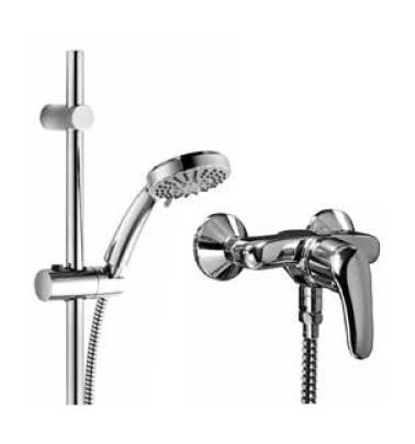 KAJA Brause-Einhebelmischer DISK mit Brausestangenset, Vollhebel, chrom