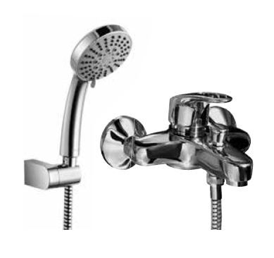 KAJA Wannen-Einhebelmischer MIX Bügelhebel, weiß, mit Brausegarnitur