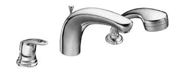 KAJA Wannen-Drei-Loch-Armatur MIX Bügelhebel, Edelstahloptik, Wannenrandmontage