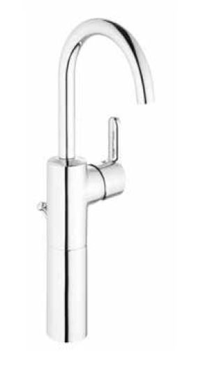 KAJA Waschtisch-Einhebelmischer MAGIS schwenkbarer Rohrauslauf, Auslaufhöhe 308mm, glatter Körper, chrom