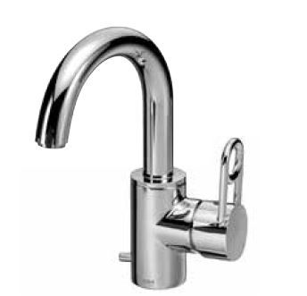 KAJA Waschtisch-Einhebelmischer IPURI Rohrauslauf, mit Zugknopf-Ablaufgarnitur, Bügelhebel, chrom