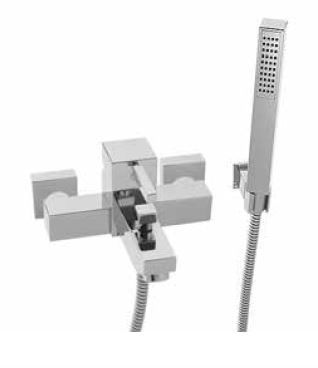 KAJA Wannen-Einhebelmischer AQUADRAT mit Brausegarnitur, chrom
