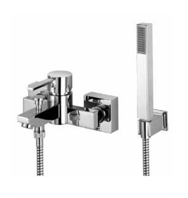 KAJA Wannen-Einhebelmischer B-Quadrat mit Brausegarnitur, chrom