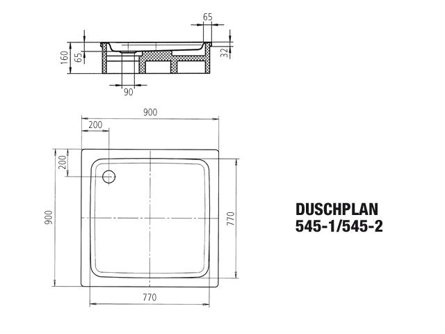 Kaldewei Duschwanne DUSCHPLAN 545-1 90x90x6,5cm, weiß