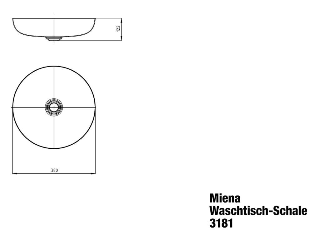 Kaldewei Waschtisch-Schale Miena 3181, Ø 38 cm, cool grey 90, Perl-Effekt, ohne Überlauf, ohne Hahnloch, Schallschutz