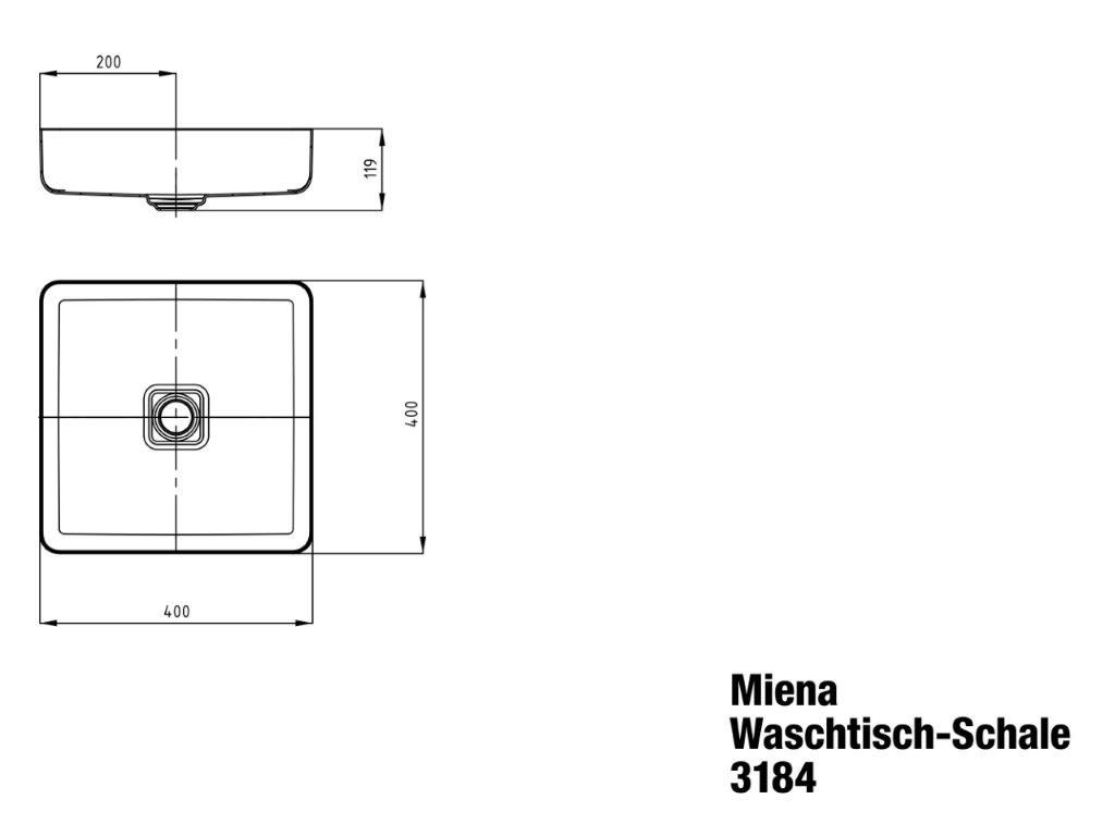 Kaldewei Waschtisch-Schale Miena 3184 40x40cm, ohne Überlauf/Hahnloch, Perl-Effekt, cool grey70