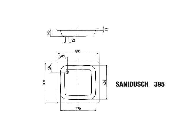 Kaldewei Duschwanne SANIDUSCH 395 80x80x14cm, weiß