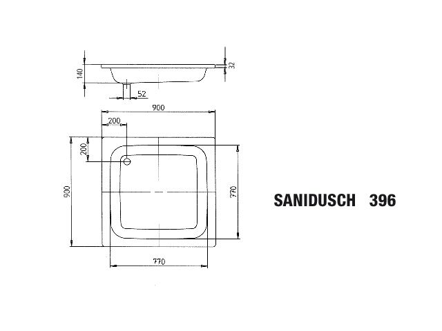 Kaldewei Duschwanne SANIDUSCH 396 90x90x14cm, weiß