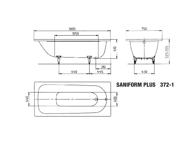Kaldewei Badewanne SANIFORM PLUS 372-1 160x75cm, Vollantislip Perl-Effekt, bahamabeige