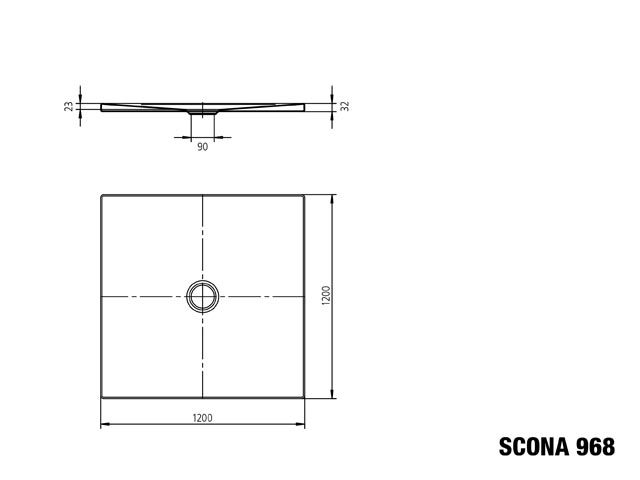Kaldewei Duschwanne SCONA 968-1 120x120cm, cool grey80