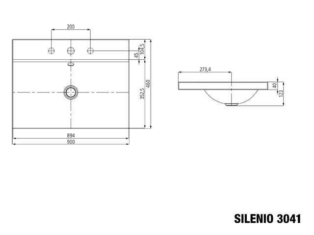 Kaldewei Aufsatz-Waschtisch SILENIO 3041, 90 x 46 x 4 cm, alpinweiss matt Perl-Effekt, ohne Überlauf, 3 Hahnlöcher