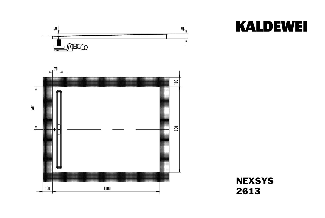 Kaldewei Duschwanne NEXSYS 2613 80x100cm, bodeneben, alpinweiß matt