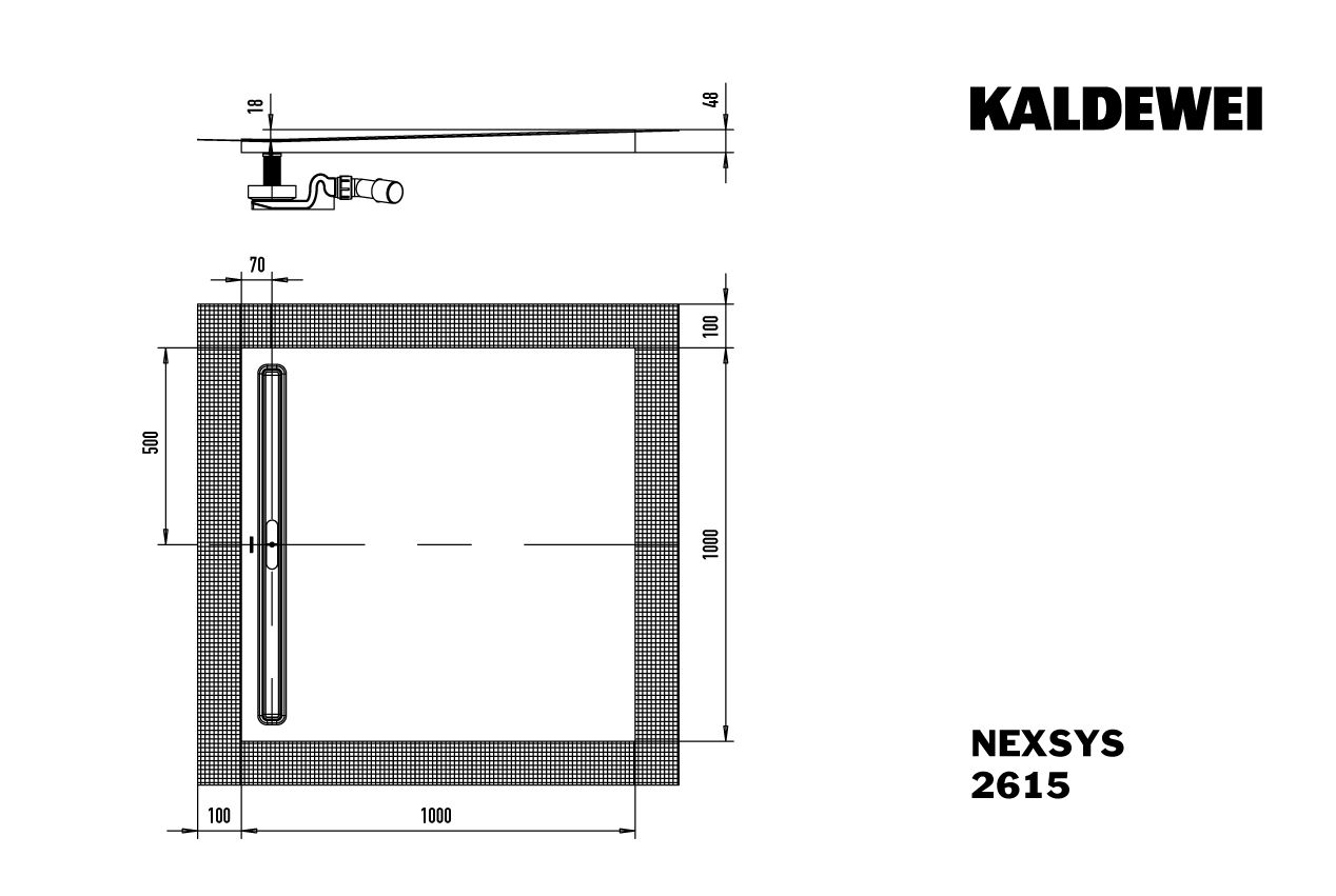 Kaldewei Duschwanne NEXSYS 2615 100x100cm, bodeneben, Perl-Effekt, weiß