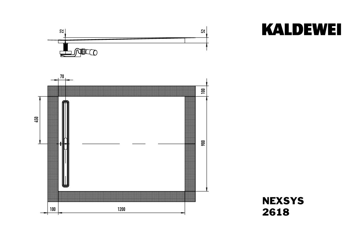 Kaldewei Duschwanne NEXSYS 2618 90x120cm, bodeneben, Perl-Effekt, alpinweiß matt