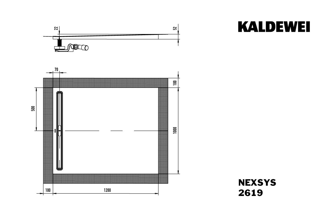 Kaldewei Duschwanne NEXSYS 2619 100x120cm, bodeneben, manhattan