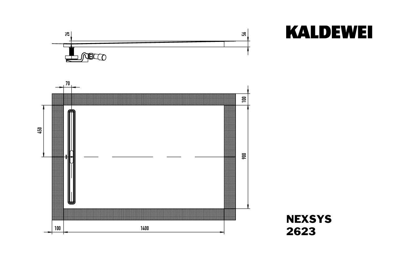 Kaldewei Duschwanne NEXSYS 2623 90x140cm, bodeneben, bahamabeige