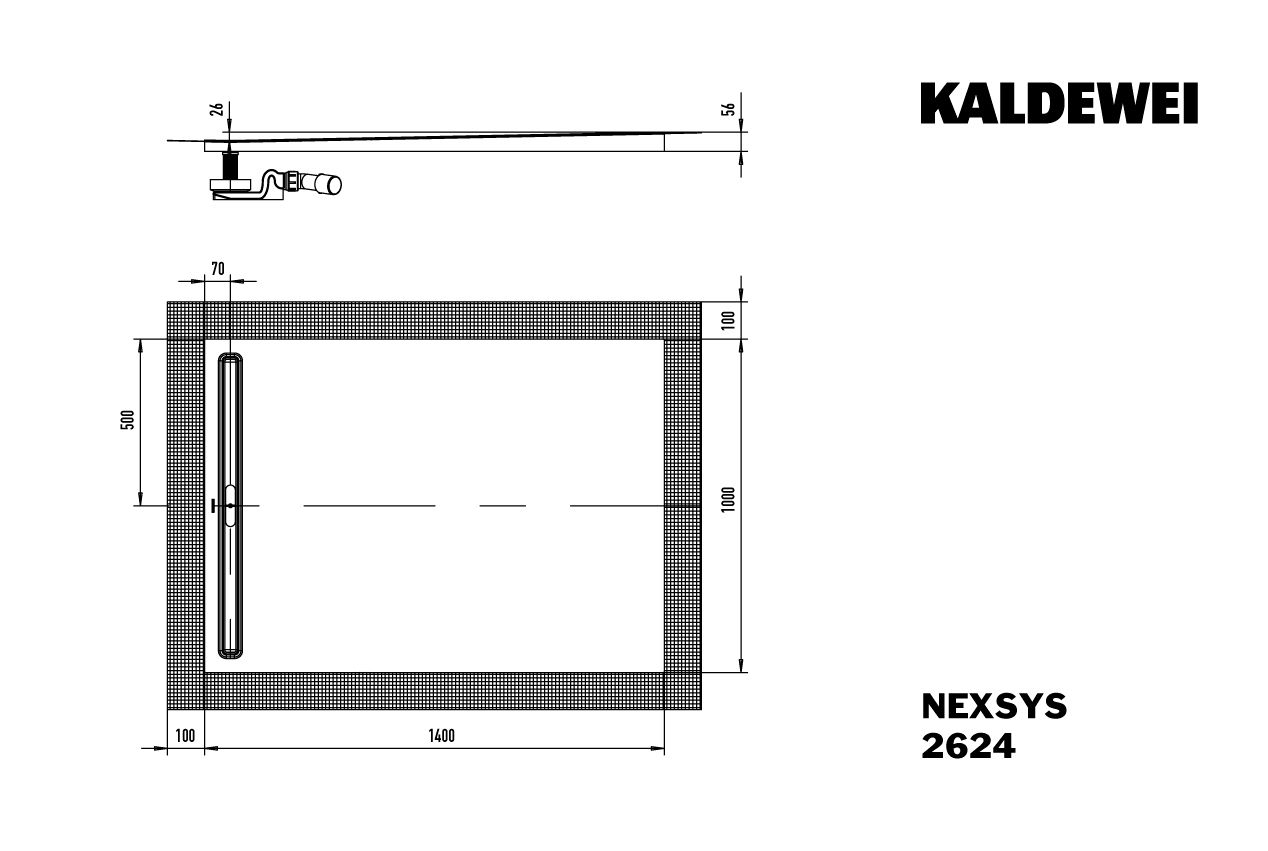 Kaldewei Duschwanne NEXSYS 2624 100x140cm, bodeneben, Perl-Effekt, weiß