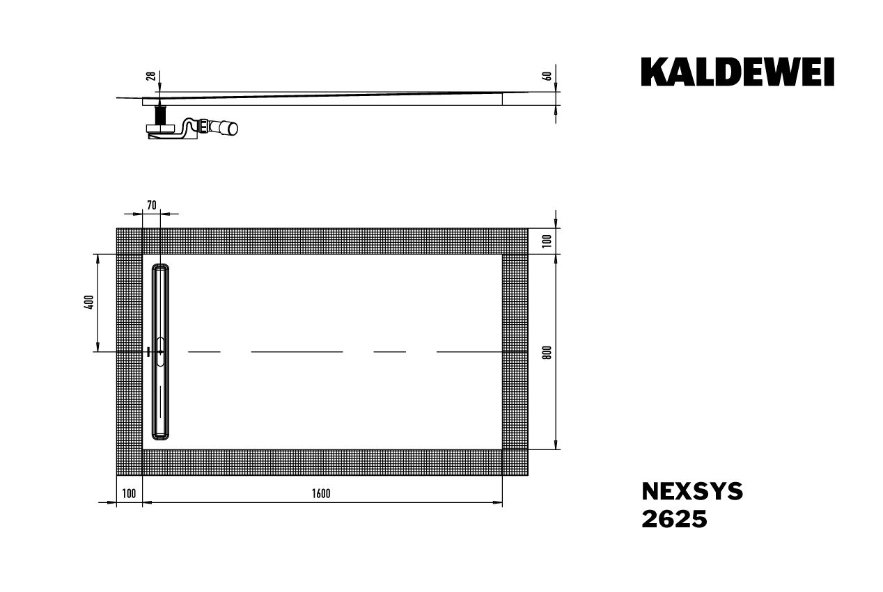 Kaldewei Duschwanne NEXSYS 2625 80x160cm, bodeneben, Perl-Effekt, schwarz