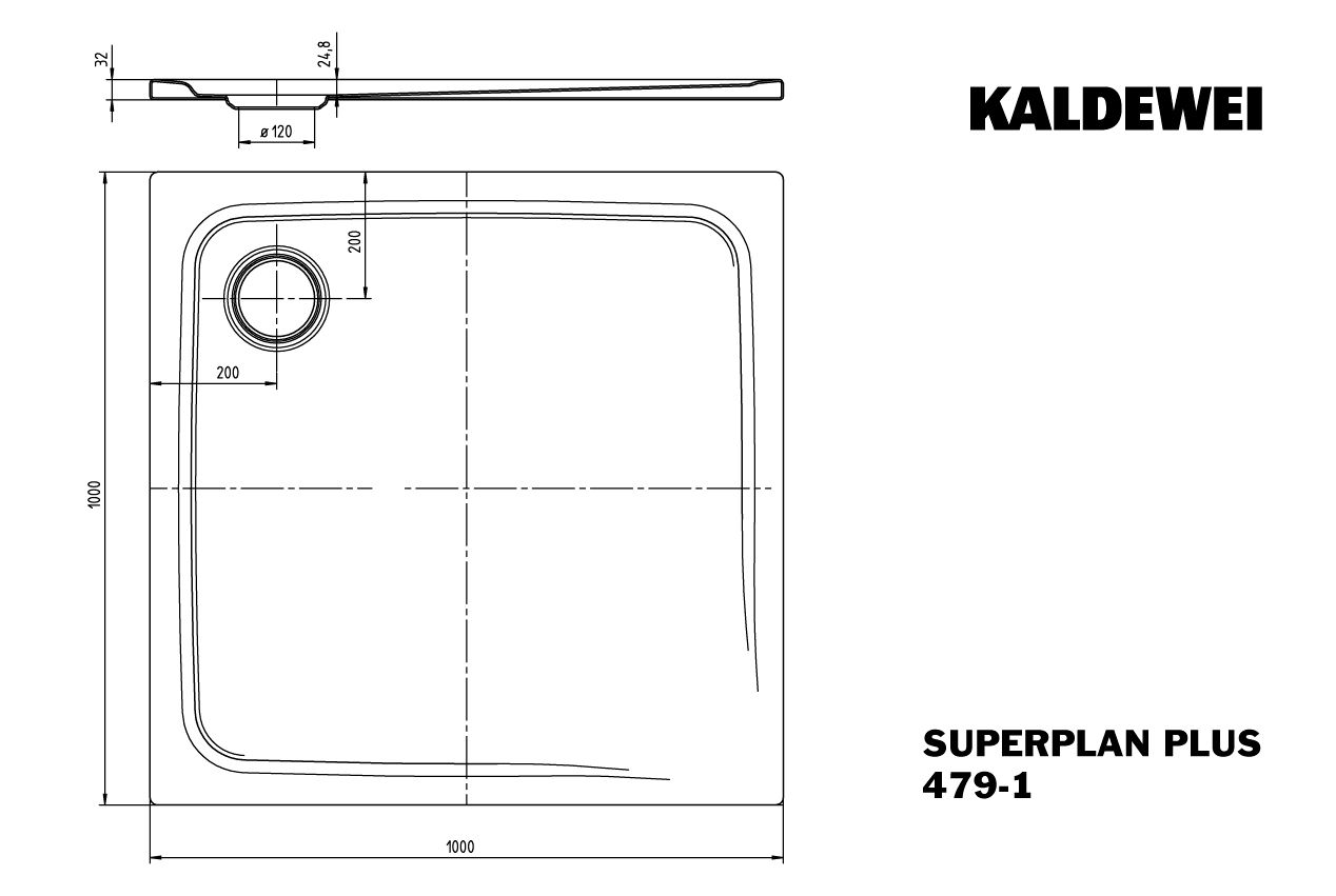Kaldewei Duschfläche SUPERPLAN PLUS 479-1 100x100cm, Secure Plus, weiß