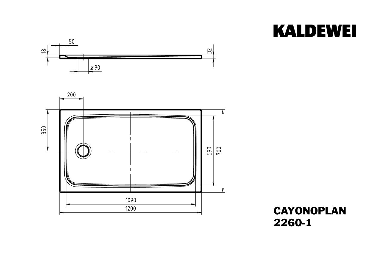 Kaldewei Duschwanne CAYONOPLAN 2260-1 70x120x1,8cm, flach, bahamabeige