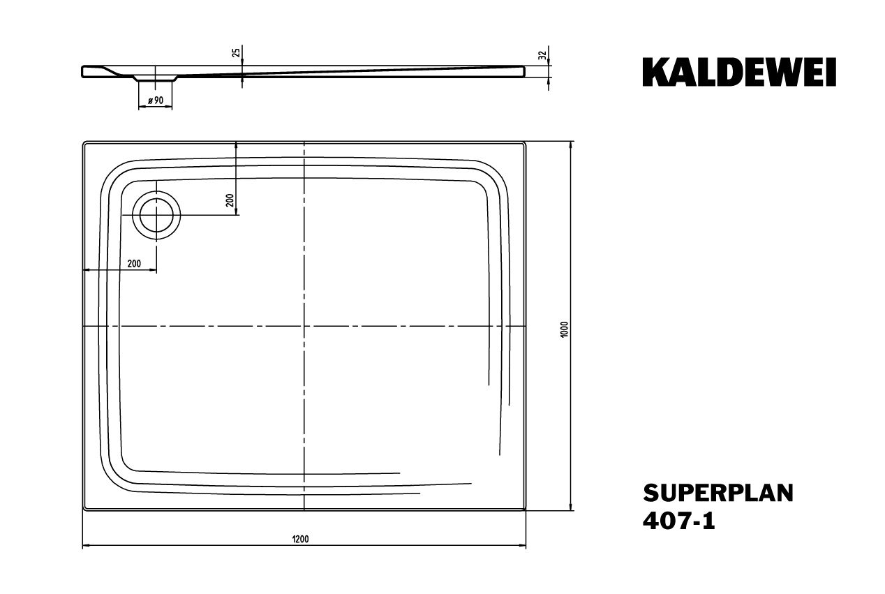 Kaldewei Duschwanne SUPERPLAN CLASSIC 407-1 100x120x2,5cm, weiß